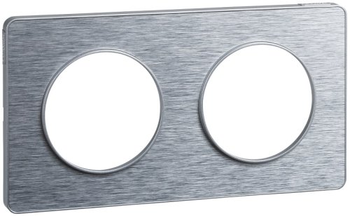 Рамка универсальная Schneider Electric Odace 2-м. металл полированный алюминий/алюминий  картинка